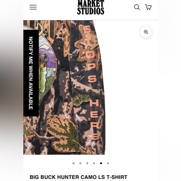 NEW Chinatown Market Big Buck Hunter Stops Here Camo Long Sleeve T-Shirt M - Picture 10 of 12